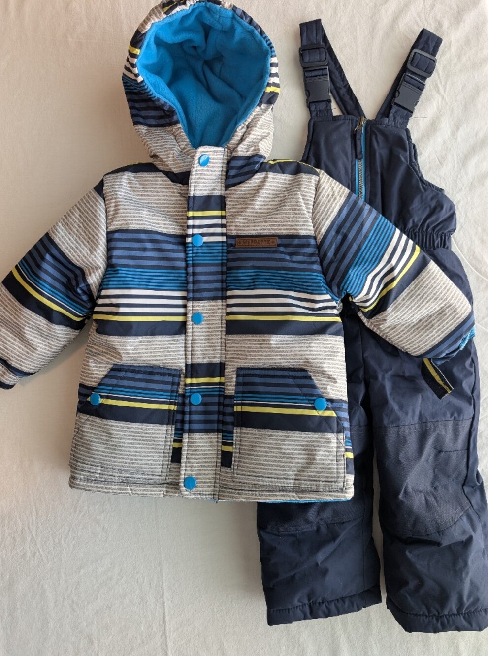 Wippette Baby Boy Snow Suit 18M Blue And Gray Stripes
